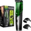 Beard Trimmer for Men: Vacuum Mustache Trimmer IPX7 Waterproof- Rechargeable Electric Beard Cutting Kit with Adjustable Length Comb- Built-in Vacuum for Sideburns, Stubble