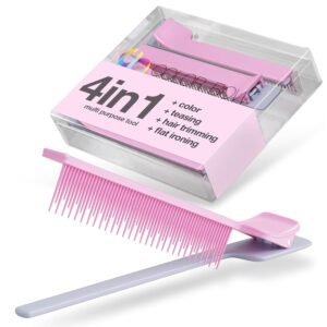 71I592PlxL._SL1500_.jpg Teasing Clip Comb (5 Pack) Hair Coloring Styling Tools for Highlights Balayage Ombré Trimming Cutting Flat Iron Guide - Straightener Straightening Comb, Pink / Gray