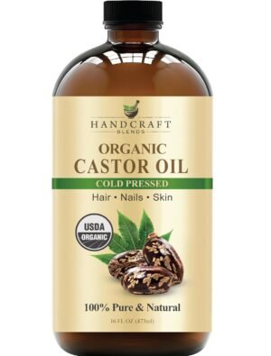 71I5OO7Qy8L._SL1500_.jpg Handcraft Blends Cold-Pressed Organic Castor Oil in Glass Bottle - 16 Fl Oz - 100% Pure and Natural - Premium Grade Carrier Oil for Hair Growth, Eyelashes and Eyebrows - Hair and Body
