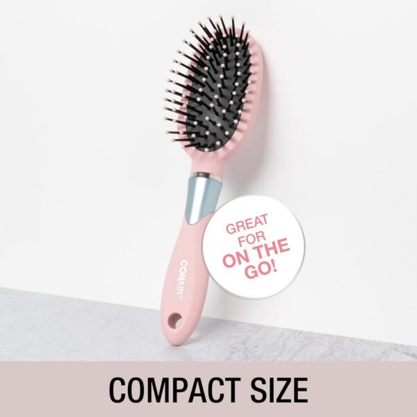 71I5tpNsStL._SL1500_.jpg Conair Velvet Touch oval cushion hair brush - Travel Hairbrush- Detangling - curly or straight styles - detangler brushes - women or men - Blush Pink