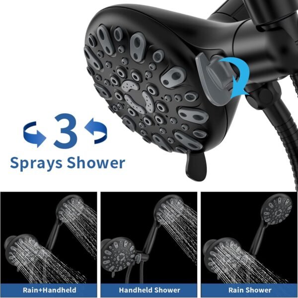 WRISIN Black Shower Faucet Set with Tub Spout (Valve Included), Black Shower Head and Handle Set with Handheld