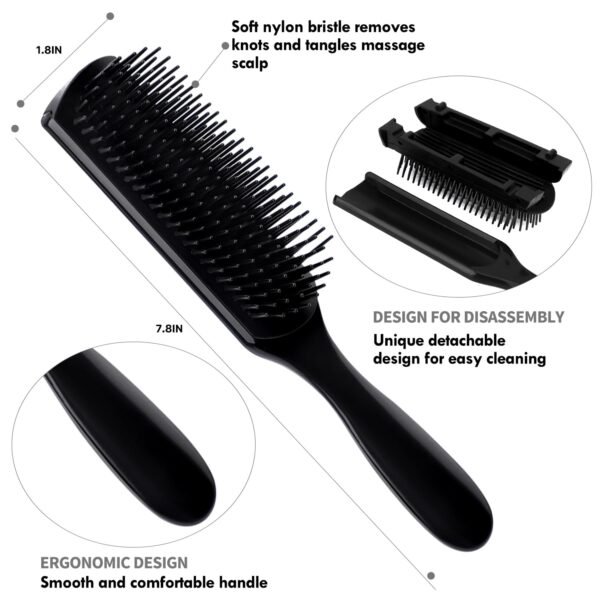 71IPg08vJL._SL1500_.jpg 4pcs Curly Hair Brush Set for Adult & Kids Wet or Dry, Detangling Brush for 3/4ABC Hair with Detangler Spray Bottle & Wide Tooth Comb (3+1, Black)