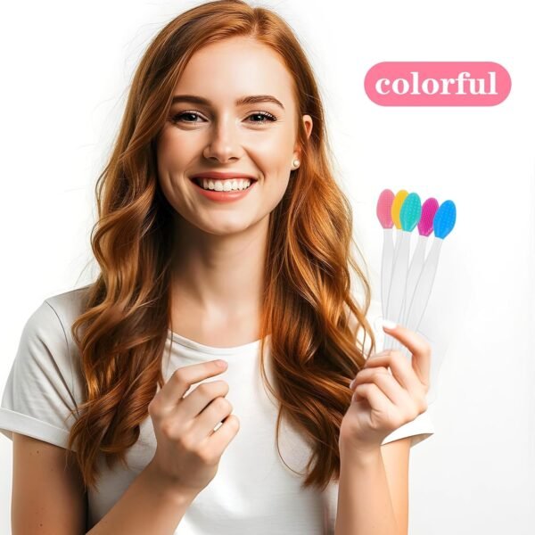 71IS1dUXmNL._SL1500_.jpg Soft Double-Side Lips Brush, 10Pcs Silicone Face Scrubber, Lip Scrub Brushes, Nose Clean Scrubber, Blackhead Removal Brushes, Gentle Exfoliating Tool for Lips Care Beauty (5 colors)