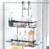 Over the Door Shower Caddy Hanging: Black Rustproof Shower Organizer over the Door - No Drilling Bathroom Rack for Inside