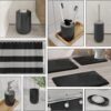 Clara Clark Bathroom Set - Black Bathroom Accessories Set, Bathroom Sets with Shower Curtain and Rugs, 23PC Shower Curtain Set with Liner, Soap Dispenser, Toilet Brush, & Trash Can