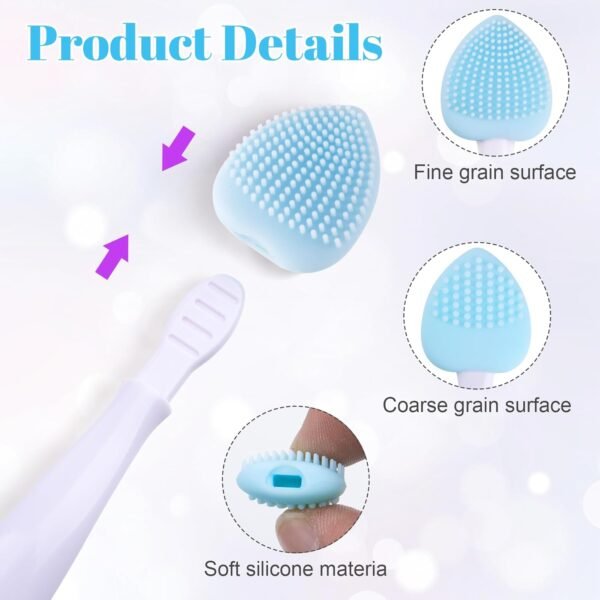 4pcs Lip Scrub Brush, Silicone Heart Lip Exfoliator Brushes Scrubber Tool, Double-Sided Lip Cleaning Exfoliating Remove Dead Skin Tool for Men Women Dark Lips- Pink & White & Blue & Yellow