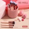 BS-MALL Makeup Brushes Premium Synthetic Foundation Powder Concealers Eye Shadows 18 Pcs Brush Set with 5 sponge & Holder Sponge Case (A-Pink)