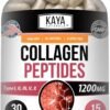 Kaya Naturals Multi Collagen Peptides Complex Powder for Women and Man, Vital for Hair, Skin, Nails, and Anti-Aging, Types I, II, III, V & X Collagen Protein Blend | Capsules - 30 Count Supplement