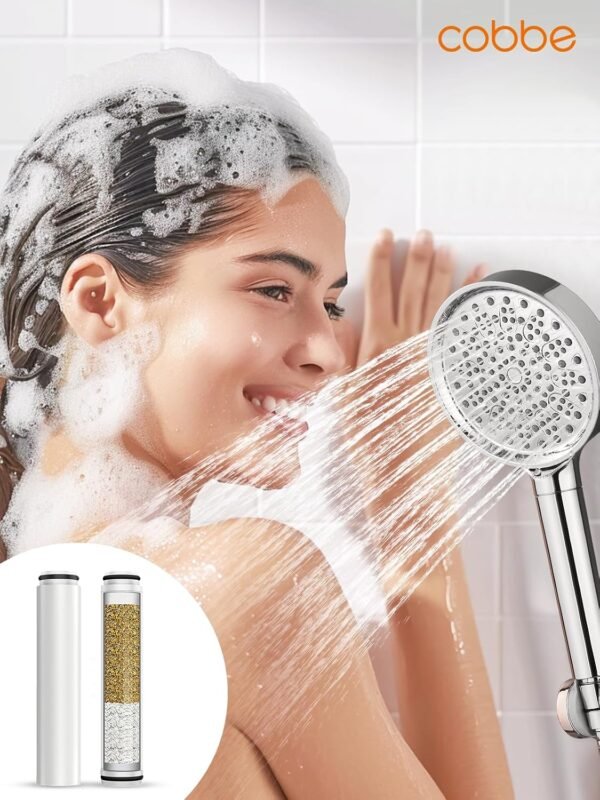 Cobbe 2 Pack Replacement Filters for Handheld Shower Head - UPGRADE FILTERING DURATION - Remove Chlorine - Reduces Dry Itchy Skin
