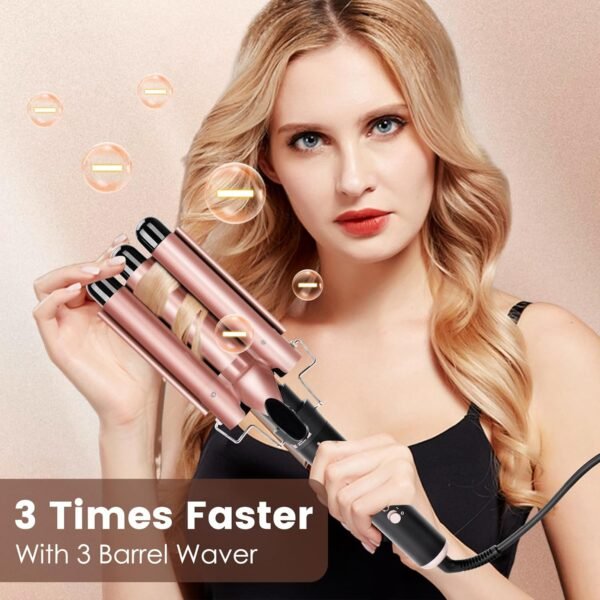 71Iz1DPY-YL._AC_SL1500_.jpg Bo'laiya 5 in 1 Curling Wand Set with Temperature Display, Curling Iron Set with 5 Interchangeable Ceramic Curling Wands, Instant Heat Up, Suitable for All Hair Types (Rose Gold)