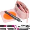 PACKISM Hair Tools Travel Bag - Quilted Twill for Dyson Airwrap & Shark Flexstyle Full Size Kits with Heat Resistant Mat, Fit General Curling Irons/Flat Straighteners - Rose Pink