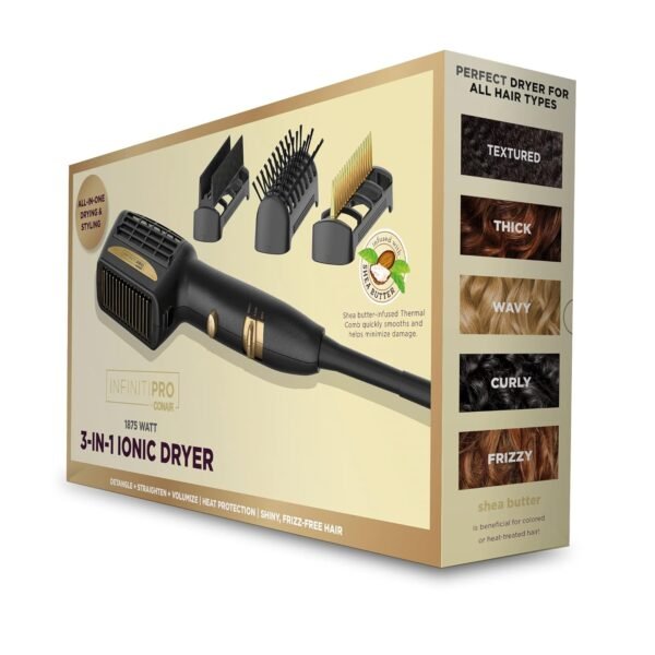 71JD0s-3sL._SL1500_.jpg INFINITIPRO BY CONAIR 3-in-1 Styling Hair Dryer, 1875W Hair Dryer and 3 Attachments