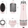71JDQ580yS._AC_SL1500_.jpg IG INGLAM 4 in 1 Blowout Hair Dryer Brush Set - Negative Ion Detachable Hair Dryer, Volumizer Styler with 2 Brush Heads, Pink