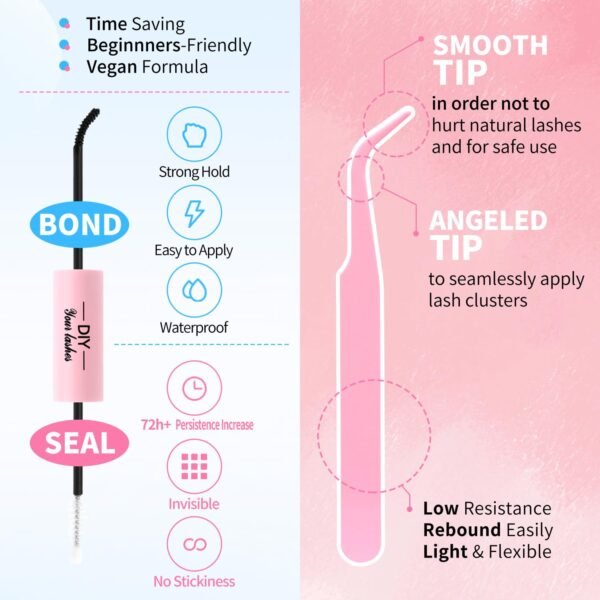 71JPiobR6bL._SL1500_.jpg DIY Lash Extension Kit Volume Lash Clusters 30D+40D D Curl Individual 280 pcs Lashes Lash Clusters Kit Thick Eyelash Extension Kit Lash Bond Seal Lash Tweezers (30D&40D KIT)
