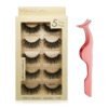 False Eyelashes 5 Pairs - Professional Reusable 3D Mink Lashes - Handmade Natural Thick Fluffy Fake Eyelashes with Stainless Steel Eyelash Tweezers (Bomb)