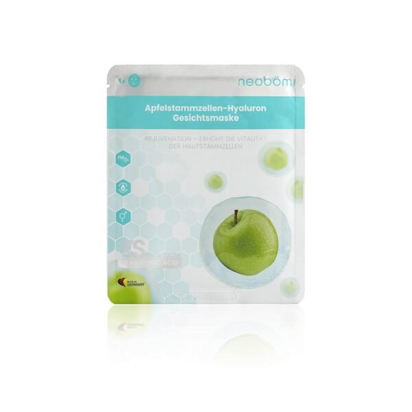 Neobömi® Hyaluron Face Mask, XS Hydrolyzed Hyaluronic Acid, High Dose Cloth Mask with Apple Stem Cells, Anti-Ageing Face Mask, Perfect Age Fit Face Care