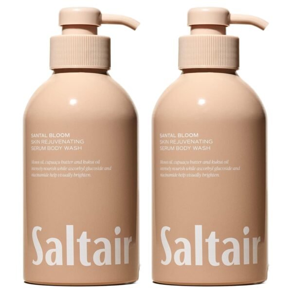 Saltair Body Wash, Santal Bloom 2-Pack. Moisturizing Body Cleanser with Monoi Oil and Cupuacu Butter. Luxury Shower Gel for Women. Vegan, Cruelty-Free Paraben Free. 2x 17oz Pump Bottles