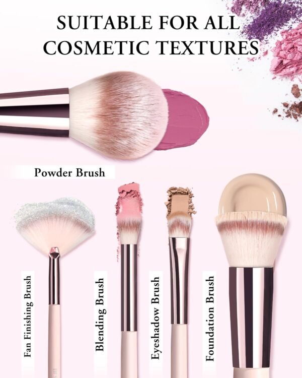 71Jz33lIEAL._SL1500_.jpg Makeup Brushes with Case, 20PCs Travel Makeup Brush Set, Foundation Concealer Blush Eyeshadow Brush Set Contour Powder Eyebrow Eyelash Brush Kit with Led Light Mirror Holder & 2 Powder Puff-Pink