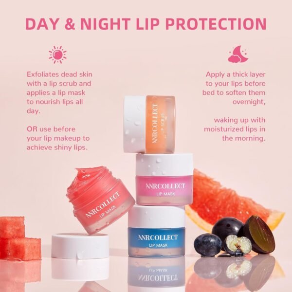 71K0mNKiUJL._SL1500_.jpg Lip Mask Set, 1 Lip Scrub +3 Overnight Lip Mask, Lip Glowy Balm and Scrub for Women, Exfoliating and Hydrating Dry, Chapped, Crack Lips, 4 Pack Lip Skincare Gift Set
