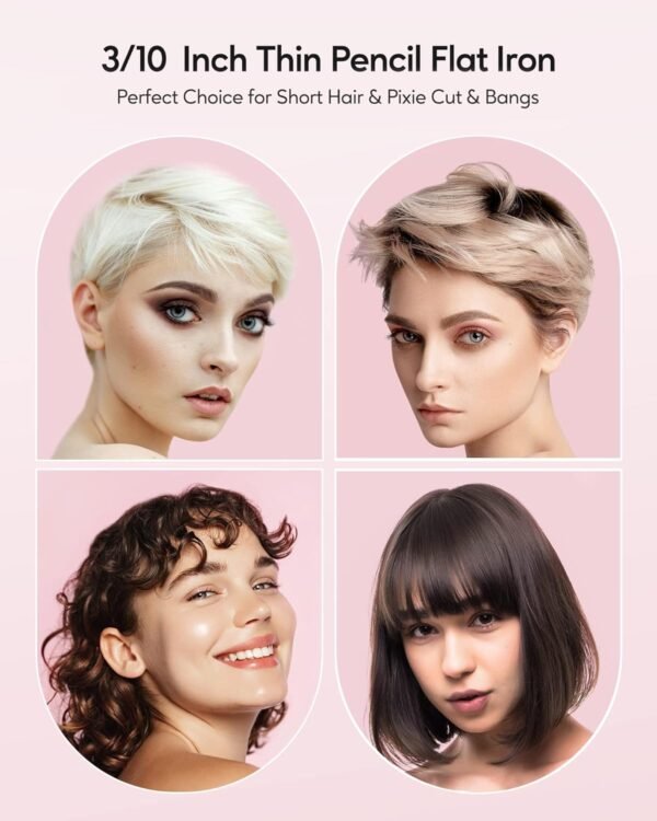 71K0sRxDgGL._AC_SL1500_.jpg Wavytalk 3/10" Small Flat Iron, Pencil Flat Iron for Short Hair, Pixie Cut and Bangs, Curling Iron for Short Hair, Mini Hair Straightener for Edges with Anti-Pinch Design, Tiny Hair Straightener
