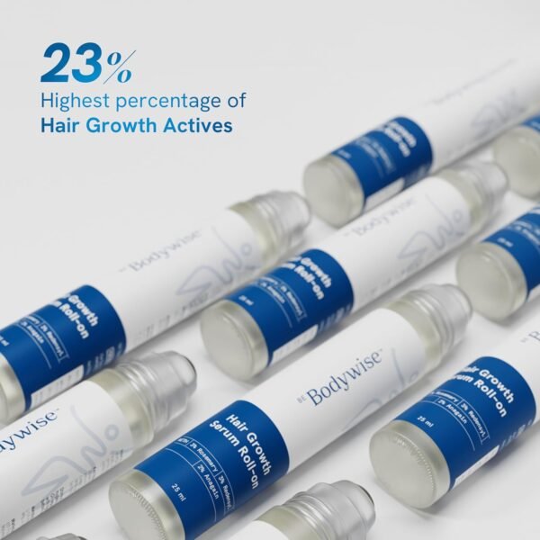 Be Bodywise Rosemary Hair Growth Serum Roll On 25 ml – 3% Rosemary, 3% Redensyl & 2% Anagain | DHT-Blocking Scalp Serum Boosts Oxygen Flow, Reduces Hair Fall | Paraben/Sulfate-Free | Women & Men