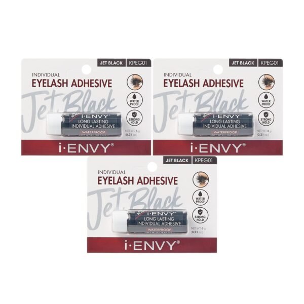 71KCB6stpL._SL1500_.jpg i-Envy Semi-Permanent Lash Glue Adhesive for Individual Cluster Lashes & Lash Extension, Waterproof Strong Hold, Long-Lasting Up to 2 Weeks, Latex-Free, Perfect for Sensitive Eyes (Black, 3 Pack)