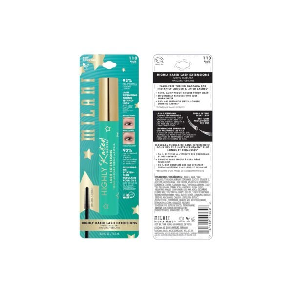 Milani Tubing Mascara, Highly Rated Lash Extensions Tubing Mascara Black for Added Length and Lift, Shea Butter to Nourish and Condition Lashes, Viral Tik Tok Products