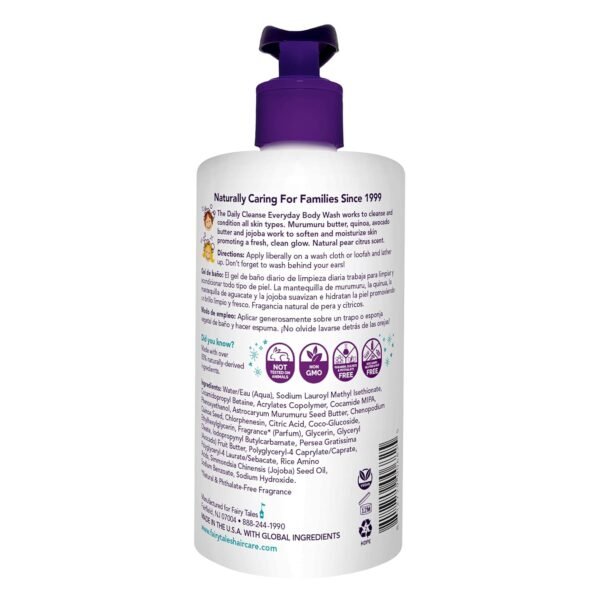 Fairy Tales Daily Cleanse Kids Body Wash, Everyday Body Wash for Kids and Toddler- Soap for Bath or Shower, No Harsh Chemicals or Toxins - 16oz