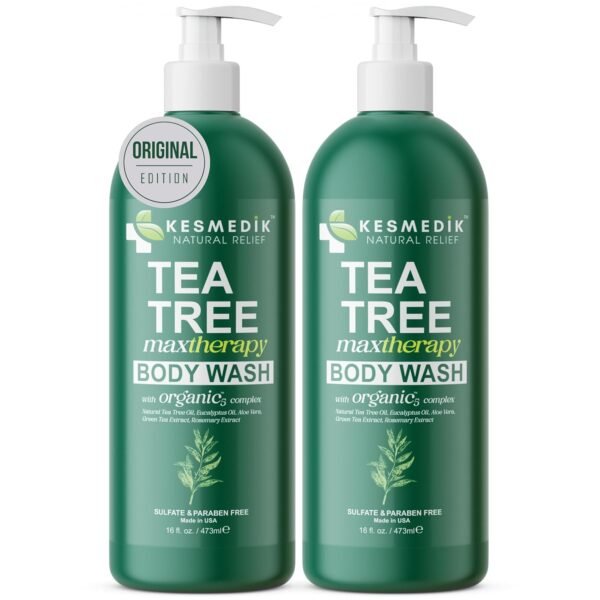 Tea Tree Body Wash MaxTherapy, Soothes Itchy Skin, Athlete’s Foot, Jock Itch, Acne, Eczema & Psoriasis, Cleansing Defense for Dry and Sensitive Skin, Men & Women, 2-Pack