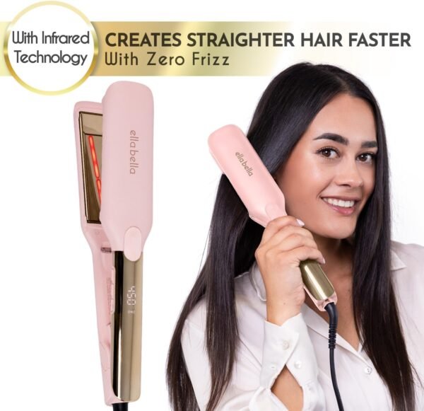 71KlWwpa10L._AC_SL1500_.jpg ELLA BELLA® Titanium Flat Iron Hair Straightener (with Infrared) • Professional Straightening Iron • Digital Display to Accurately Control Temperature • As Featured in Good Housekeeping