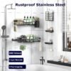 Shower Caddy Adhesive Shower Organizer 7-Pack, Rustproof Stainless Steel Bathroom Shelves, Large Capacity No-Drill Rack Storage Accessories with Soap Dish Toothbrush Holder &24 Hooks Home Decor