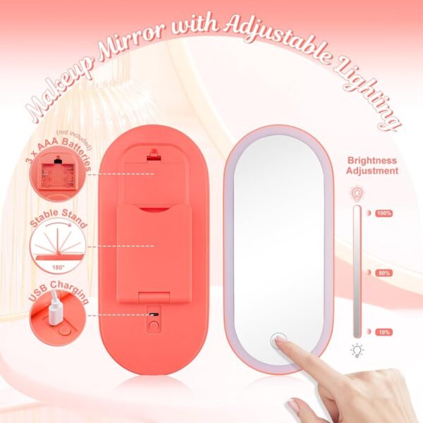 Color Nymph Makeup for Kids丨Kids Makeup Sets for Girls with LED Mirror, Makeup Kit for Teens Non-Toxic with 26-Color Vegan Face Palette Highlighter Lipgloss Eyeliner Brush