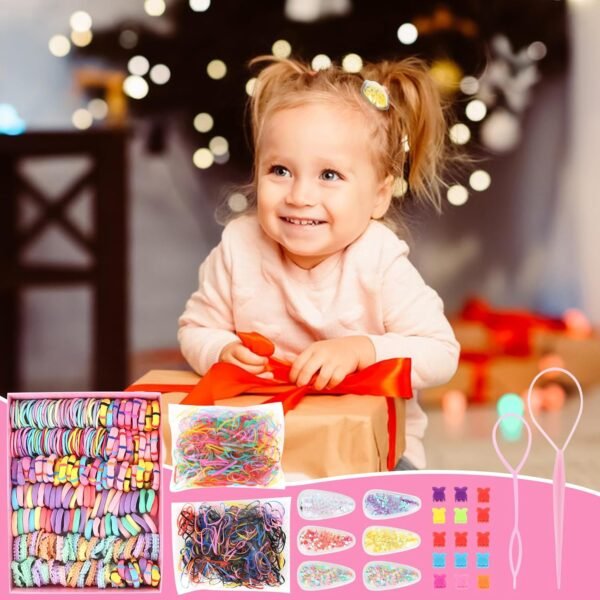 71L9BbsSraL._SL1500_.jpg Hair Accessories for Girls, Colorful Elastic Hair Ties Rubber Bands Glitter Confetti Hair Clips Small Butterfly Clips Braiding Hair Styling Tools, Hair Ties No Damage for Baby Kids Toddler