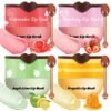 4 Pcs Bee Lip Balm Honey Pot Lip Mask & Lip Scrub Set, Honey Strawberry Watermelon Apple Lime Lip Mask Overnight, Moisturizing Sleeping Lip Mask, Hydrate Repair Prevent Dry Cracked Lip Care
