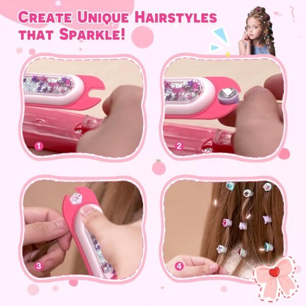 Hair Gem Stamper Kit - Bling Hair Jewels for Girls, Hair Styling Tool with Reusable Shining Diamonds & Colorful Tassel Chains, Perfect Holiday and Birthday Gift for Girls