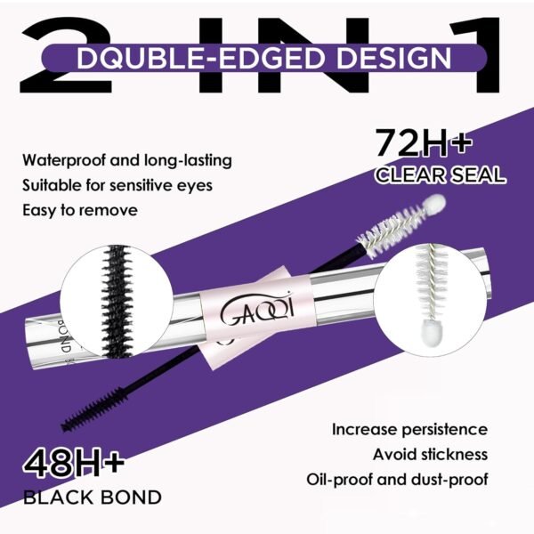 71Lby9YK5lL._SL1500_.jpg GAQQI Lash Cluster Glue, Lash Bond and Seal Waterproof, Bond & Seal Eyelash Glue for Clusters, Eyelash Adhesive Black Long-Lasting 72H, Latex-Free(5ml+5ml)
