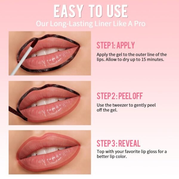 71LeJk5itUL._SL1500_.jpg Lip Stain - Lip Liner Stain, Long Lasting Peel Off Lip Stain, Natural Peel Off Lip Liner Stain with Tweezer, Easy to Use, Waterproof, Smudge-proof, Transfer-proof, Nude Pink