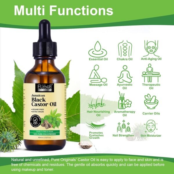 71LjTQra5PL._SL1500_.jpg Jamaican Black Castor Oil - for Hair Growth Skin Condition, Eyebrows Eyelashes, Nail Care Grow, Moisturizing Massage Oil for Aromatherapy 2 fl oz