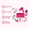 PixieCrush Kids Makeup Kit - Play Hair Styling and Pretend Beauty Set with Hair Dryer and Flat Iron - Fake Makeup for Girls Ages 3-10 - Comes in a Pink Carrying Case
