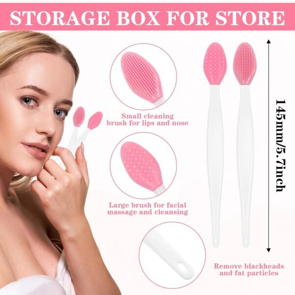 71LmXEalKuL._SL1500_.jpg Soft Double-Side Lips Brush, 10Pcs Silicone Face Scrubber, Lip Scrub Brushes, Nose Clean Scrubber, Blackhead Removal Brushes, Gentle Exfoliating Tool for Lips Care Beauty (5 colors)