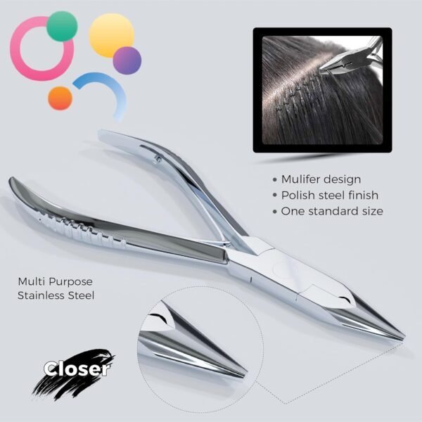 Hair Extension Tools & Microlinks Hair Extensions Kit for Micro link & Micro Ring - Beads Opener, Beads Closener & Needle Hook Tool Kit - Japanese Steel Professional Hair Loop & Styling Tool