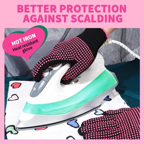 71M3Y6y7QSL._SL1500_.jpg Teenitor 2 Pcs Heat Resistant Gloves With Silicone Bumps, Professional Heat Proof Glove Mitts For Hair Styling Curling Iron Wand Flat Iron Hot-Air Brushes Sublimation Gloves Rose Red