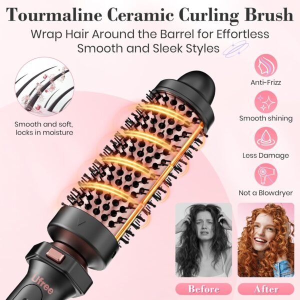 71M4Nzc3i8L._AC_SL1500_.jpg Ufree 3 in 1 Curling Iron, Curling Wand Set with Thermal Brush Flat Iron Hair Straightener, Dual Voltage Wand Curler, Instant Heat Up Hair Curler, Include Protective Glove 2 Clips, Gifts for Women