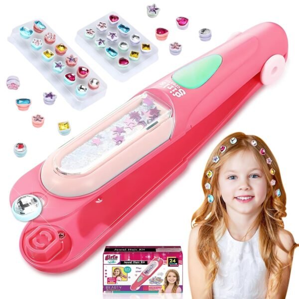 Hair Gem Stamper Kit,Hair Styling Tool with Reusable Shining Diamonds,Bling Hair Jewels for Girls Toys Quick Gems Hair Jeweler Hair Bedazzler Birthday Gifts Toys for Girls Ages 3-12