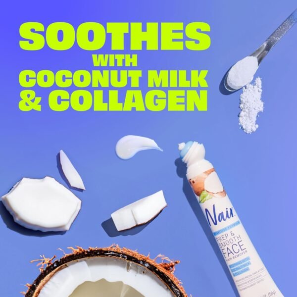 NAIR Exfoliating Facial Hair Removal Cream for Women - Smooth Skin Solution with Collagen for Sensitive Skincare