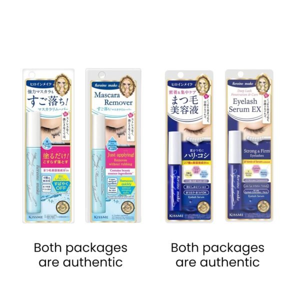 HEROINE MAKE by KISSME Mascara Duo Set | 2 Full-Size - Eyelash Primer EX, Strengthening & Conditioning Treatment + Gentle Eye Makeup Remover for Waterproof Mascara, Fast-Acting Cleanser