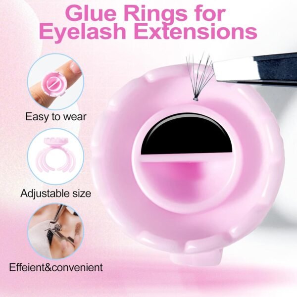 71MLeJOFffL._SL1500_.jpg NXJ INFILILA Glue Rings, 100PCS Disposable Plastic Glue Rings for Eyelash Extensions, Nail Art Tattoo Holder, Blossom Smart Cups for Eyelash Extension Supplies Pink