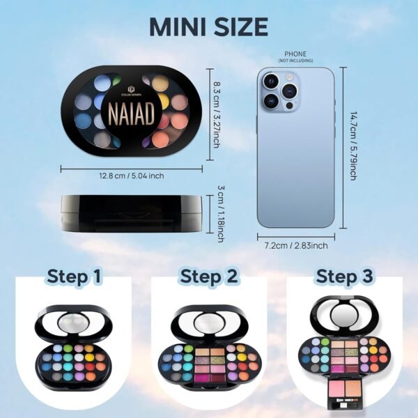 Color Nymph Makeup Palette for Girls, Travel Make up Kit Real Makeup Pallet Mini Size Makeup kit All in One Beauty Set Washable Protable Compact for Travel Party Touch Up