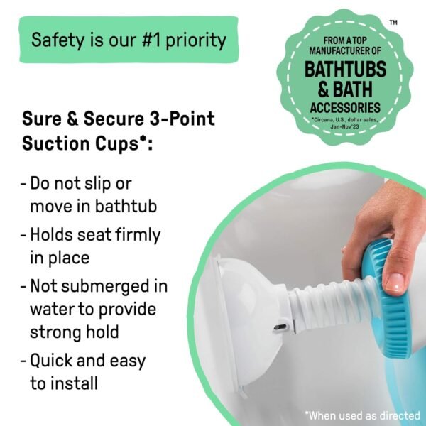 Summer by Ingenuity My Bath Seat for Sit-Up Baby Bathing, Sure & Secure Suction Cups, ASTM Safety Tested & Approved, Backrest for Assisted Sitting, Easy Setup & Storage, Pink