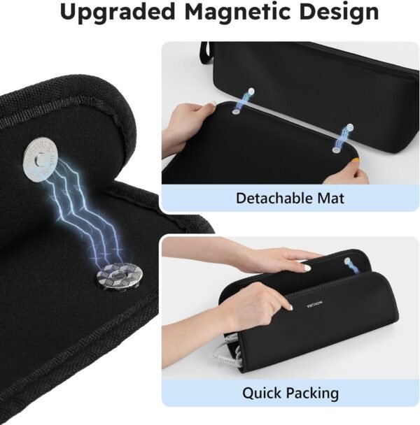 71MgJRtIMsL._AC_SL1500_.jpg MOKURA Hot Hair Tools Travel Bag with Heat Resistant Mat Removable, Hair Accessories Organizer Case, Women Travel Essentials, Storage Pouch for Curling Iron Straightener Flat Iron Hair Dryer, Black